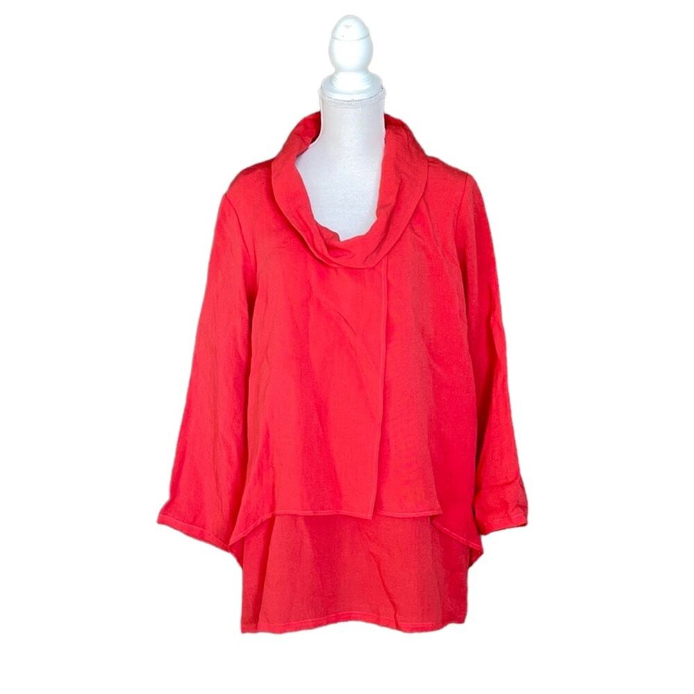 Fridaze 100% Lenin Layered Cowl‎ Neck Pullover